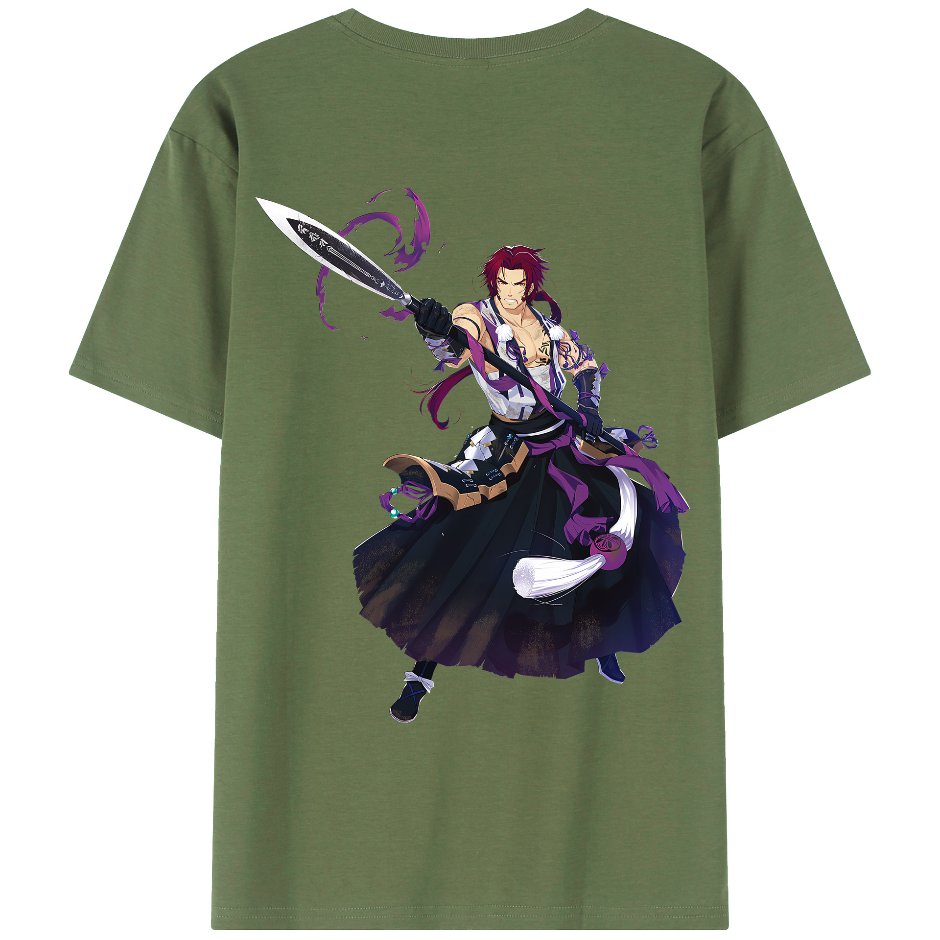 （画像用） 刀剣乱舞 Touken Ranbu 綿100％ メンズ半袖Tシャツ（バックプリント） 通気性